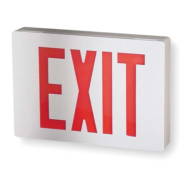 Lithonia Lighting Exit Sign, White, 1 Face(s), LED, Universal Mount, Nickel Cadmium - LE S W 1 R  EL N