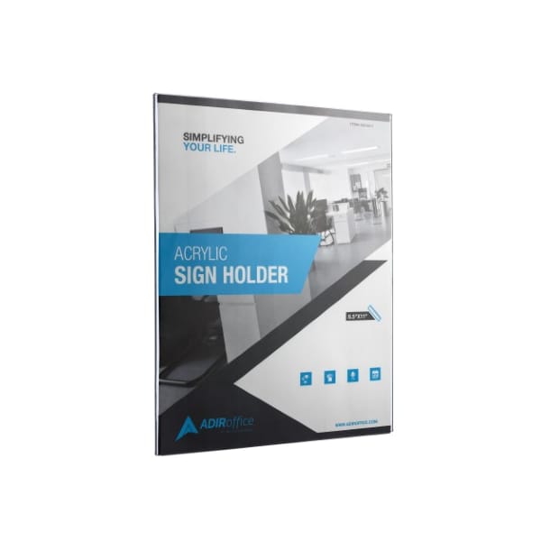 Adiroffice 8.5" x 11" Wall Mount Acrylic Sign Holders, PK12 - ADI639-8511-12-WM