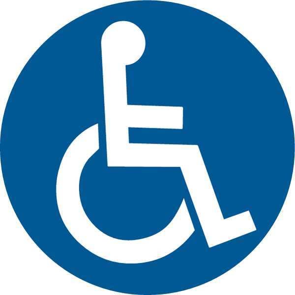 Brady Handicap Parking Sign, 17" W, 17" H, No Text, Vinyl, Blue, White - 13284