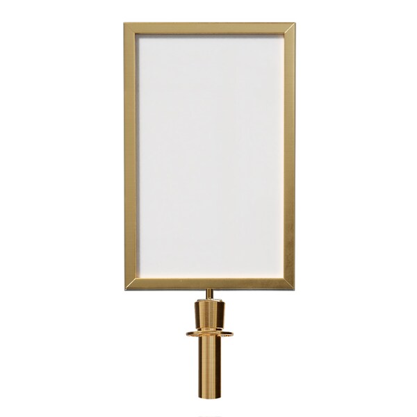Montour Line Stan Post Top Sign Frame 14x22" H Satin Brass, PLS POR FAVOR ESPERAR - HDSF-1422-H-SB-PLSWAIT