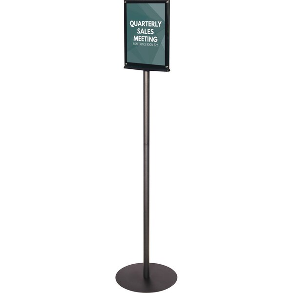 Deflecto Magnetic Sign Stand, Dual Sided, 13"x13"x56", BK - DEF692056