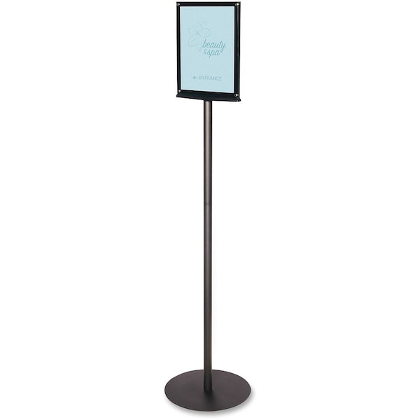 Deflecto Magnetic Sign Stand, Dual Sided, 13"x13"x56", BK - DEF692056