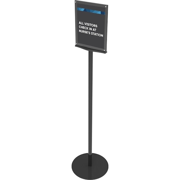 Deflecto Magnetic Sign Stand, Dual Sided, 13"x13"x56", BK - DEF692056