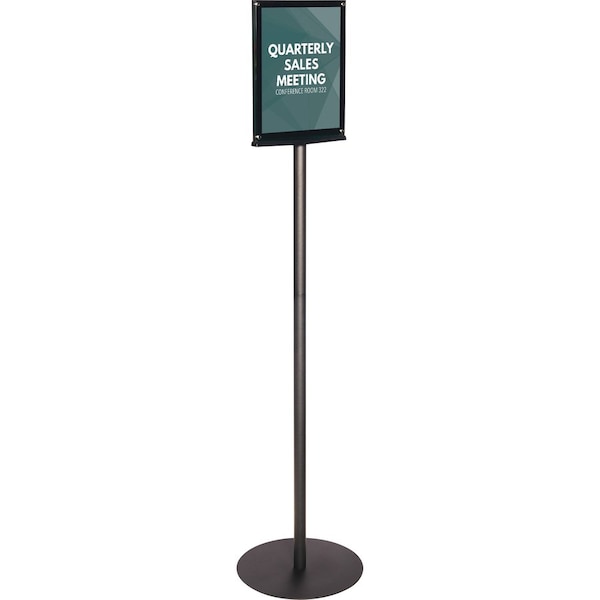Deflecto Magnetic Sign Stand, Dual Sided, 13"x13"x56", BK - DEF692056