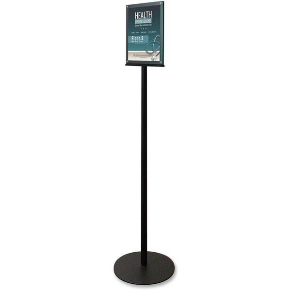 Deflecto Magnetic Sign Stand, Dual Sided, 13"x13"x56", BK - DEF692056