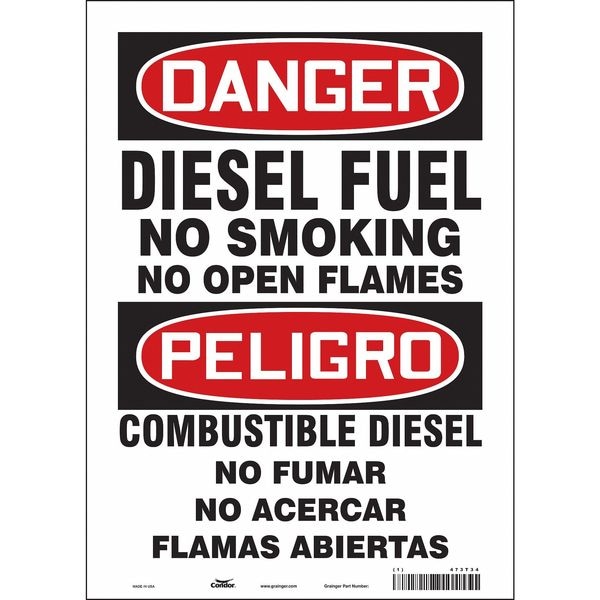 Condor No Smoking Sign, 14 in Height, 10 in Width, Vinyl, Vertical Rectangle, English, Spanish - 473T34