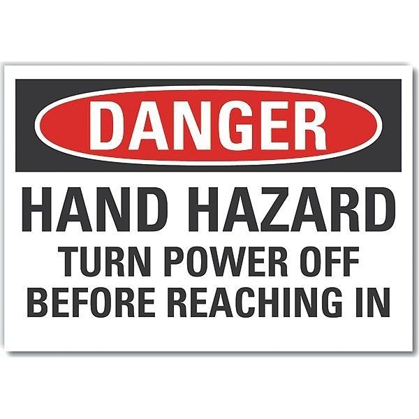 Lyle Decal, Reflective, Danger Hand Hazard, 5 x 3.5", 3 1/2 in Height, 5 in Width, Reflective Sheeting - LCU4-0618-RD_5X3.5