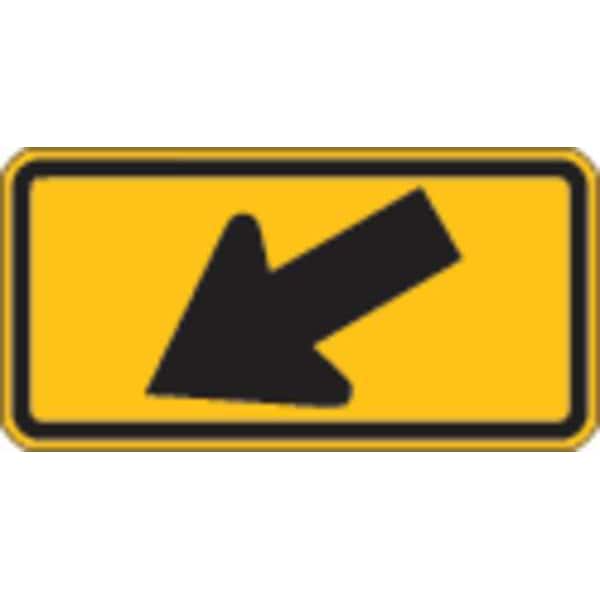 Lyle Left Downward Arrow Traffic Sign, 12 in Height, 24 in Width, Aluminum, Horizontal Rectangle - W16-7PL-24HA