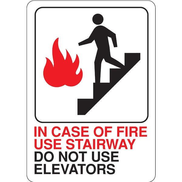 Hy-Ko In Case Of Fire Use Stairway Sign 5" x 7", 5PK - A02073
