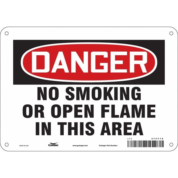 Condor Safety Sign, 7" H, 10" W, Polyethylene, Vertical Rectangle, English, 474T78 - 474T78