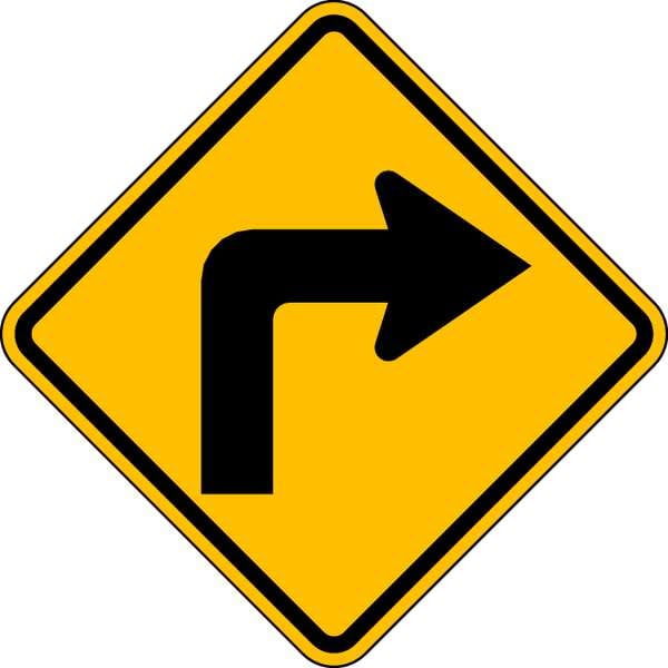 Lyle Right Turn Traffic Sign, 12 in Height, 12 in Width, Aluminum, Diamond, No Text - W1-1R-12HA