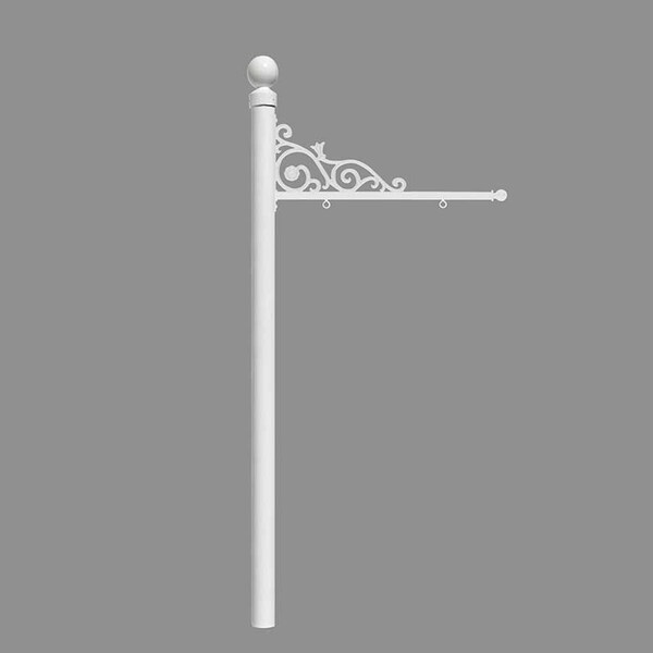 Qualarc Prestige Real Estate Sign System w/Ball Finial, NO BASE, White color - REPST-004-WHT