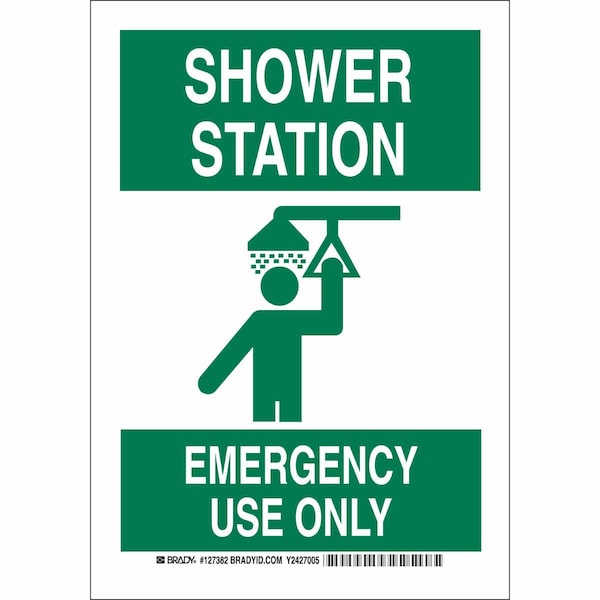 Brady Shower Station, Emergency Use Only, 14 in x 10 in, Rectangle, Aluminum, 127383 - 127383