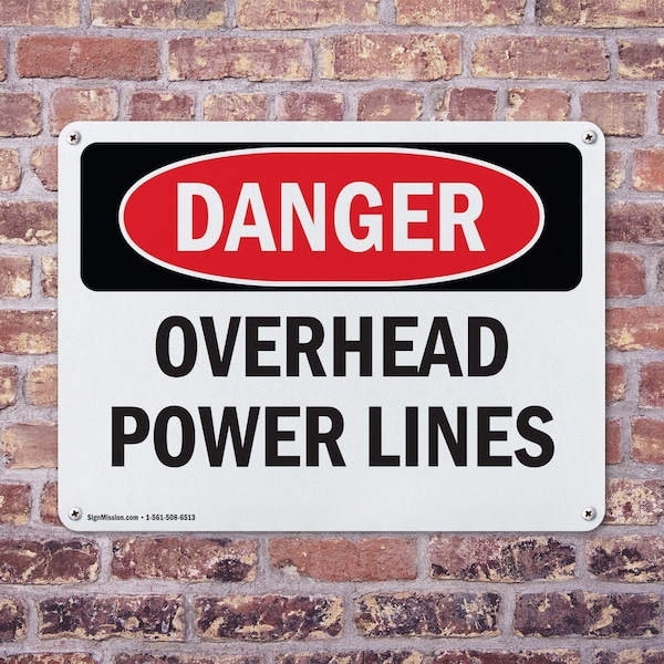 Signmission Overhead Power Lines Danger Sign, Aluminum, 24in W x 18in L, 2PK - OS-2PACK-DS-A-1824-L-1682