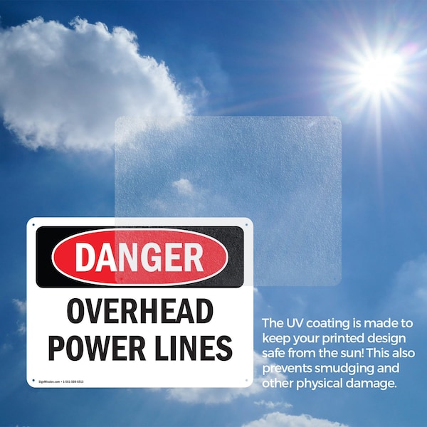 Signmission Overhead Power Lines Danger Sign, Aluminum, 24in W x 18in L, 2PK - OS-2PACK-DS-A-1824-L-1682
