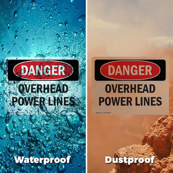 Signmission Overhead Power Lines Danger Sign, Aluminum, 24in W x 18in L, 2PK - OS-2PACK-DS-A-1824-L-1682