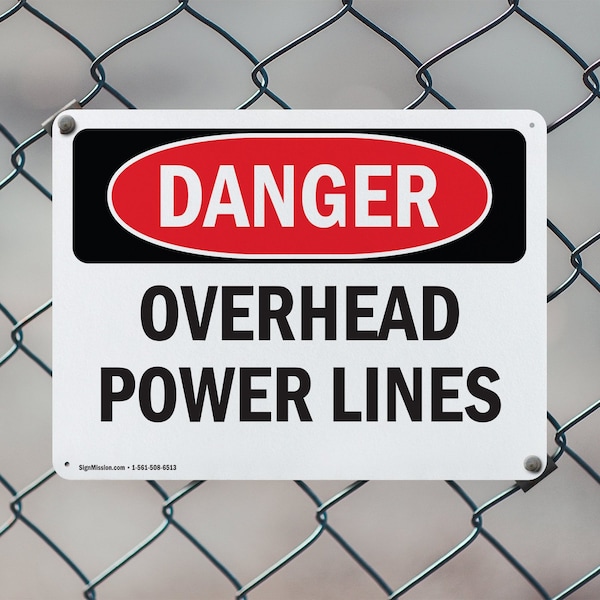 Signmission Overhead Power Lines Danger Sign, Aluminum, 24in W x 18in L, 2PK - OS-2PACK-DS-A-1824-L-1682