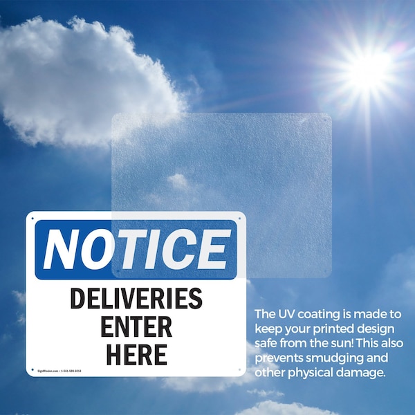 Signmission Deliveries Enter Here OSHA Notice Sign, Plastic, 10in W x 7in L, 2PK - OS-2PACK-NS-P-710-L-10964