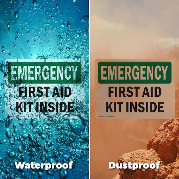 Signmission First Aid Kit Inside, 24 in W x Rectangle, Plastic - OS-2PACK-EM-P-1824-L-10371