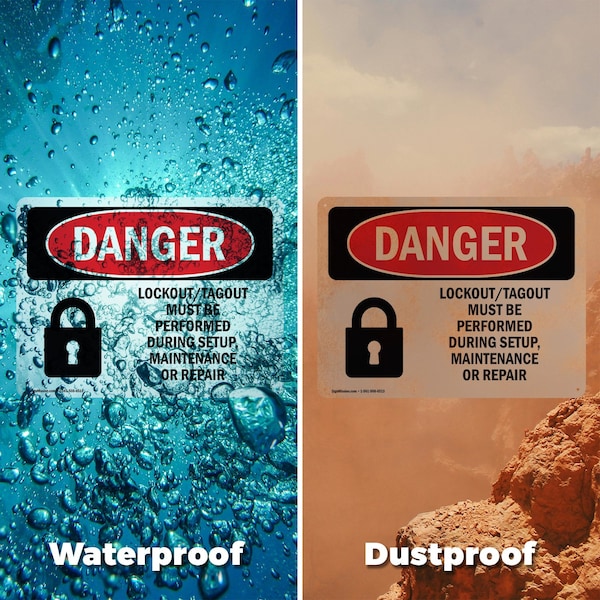 Signmission Lockout Tagout Setup Maintenance Repair Danger Sign, Vinyl Decal, 5in W x 3.5in L, 2PK - OS-2PACK-DS-D-35-L-1428