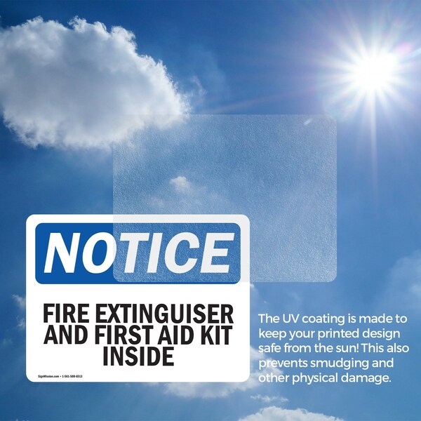 Signmission Fire Extinguisher And First Aid Kit Inside OSHA Notice Sign, Vinyl Decal, 5in W x 3.5in L, 2PK - OS-2PACK-NS-D-35-L-12593