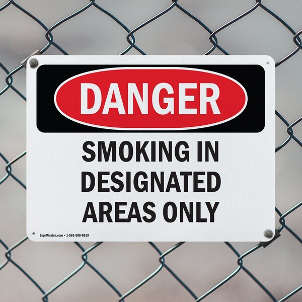 Signmission Smoking In Designated Areas Only, 14 in W x Rectangle, Aluminum - OS-2PACK-DS-A-1014-L-1574