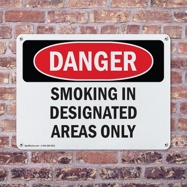Signmission Smoking In Designated Areas Only, 14 in W x Rectangle, Aluminum - OS-2PACK-DS-A-1014-L-1574
