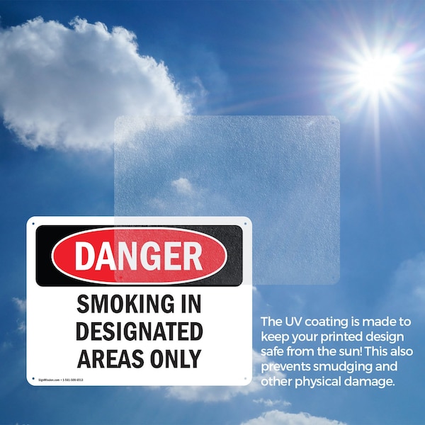 Signmission Smoking In Designated Areas Only, 14 in W x Rectangle, Aluminum - OS-2PACK-DS-A-1014-L-1574