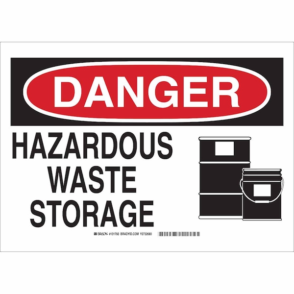 Brady Danger Sign, 7 in H, 10 in W, Plastic, Rectangle, English, 131757 - 131757