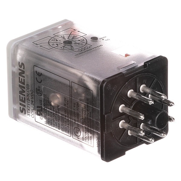 Relevador Enchufable Siemens, 24V AC Coil Volts, Octal, 8 Pines, DPDT - 3TX7112-1LC03