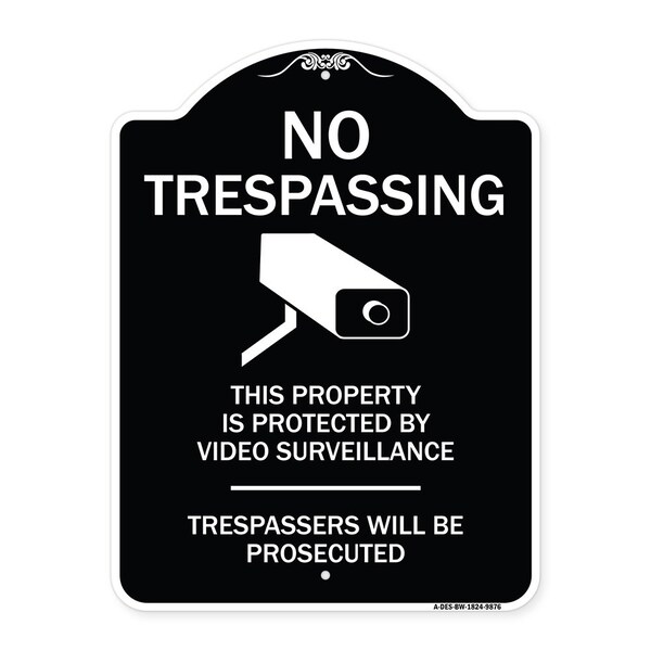 Signmission Designer Series-This Property Is Protected By Video Surveillance, 24" H, BW-1824-9876 - A-DES-BW-1824-9876