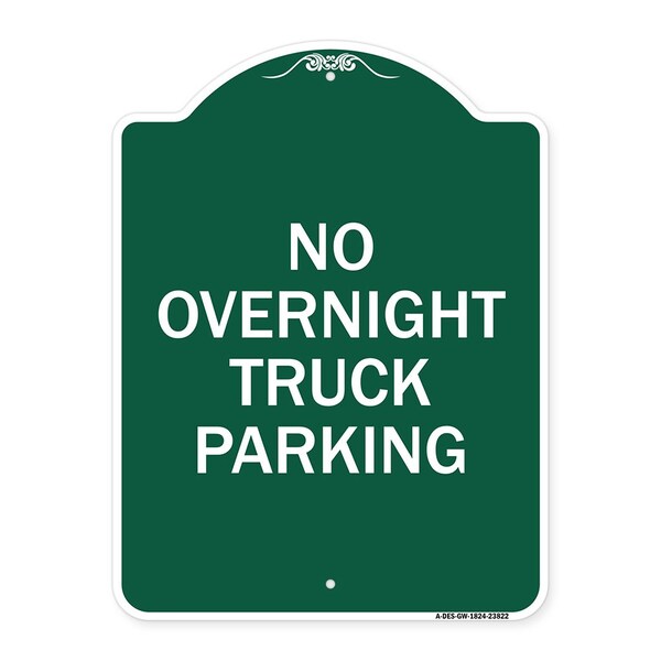 Signmission Designer Series No Overnight Truck Parking, Green & White Aluminum Sign, 18" x 24", GW-1824-23822 - A-DES-GW-1824-23822