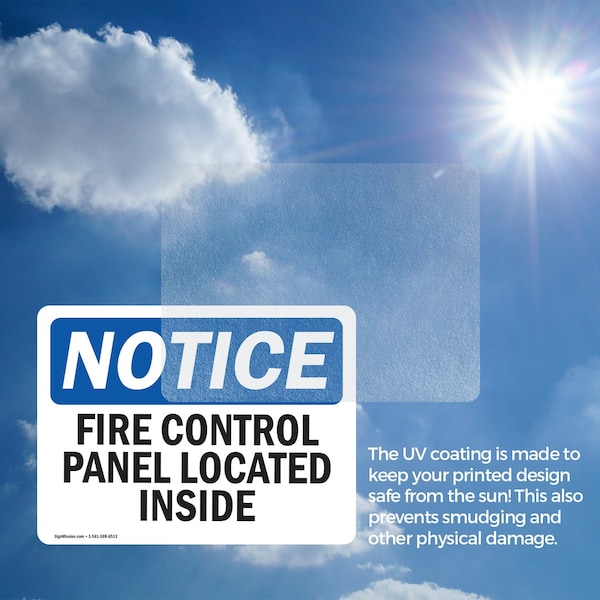 Signmission Fire Control Panel Located Inside OSHA Notice Sign, Vinyl Decal, 10in W x 7in L, 2PK - OS-2PACK-NS-D-710-L-12556