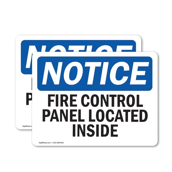 Signmission Fire Control Panel Located Inside OSHA Notice Sign, Vinyl Decal, 10in W x 7in L, 2PK - OS-2PACK-NS-D-710-L-12556