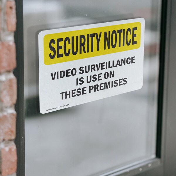 Signmission Video Surveillance On Premises OSHA Security Notice Sign, Vinyl Decal, 24in W x 18in L, 2PK - OS-2PACK-SN-D-1824-L-11659