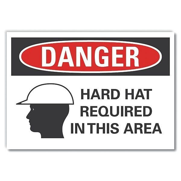 Lyle Decaldanger Hard Hat Required, 5"x3.5", Sign Legend Color: Black - LCU4-0287-ND_5X3.5