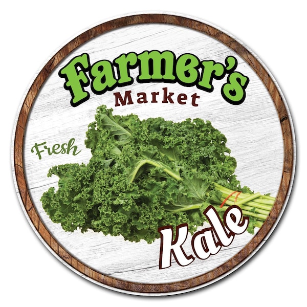 Signmission Farmers Market Kale Circle Vinyl Laminated Decal, D-48-CIR-Kale - D-48-CIR-KALE