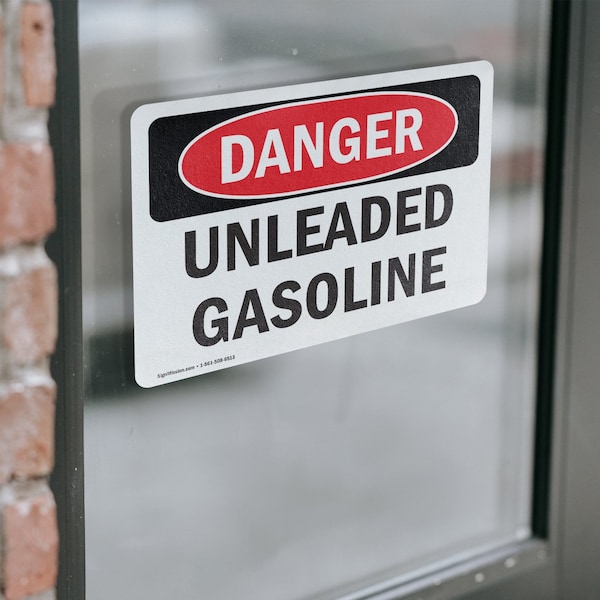 Signmission Unleaded Gasoline, 14 in W x Rectangle, Vinyl Decal - OS-2PACK-DS-D-1014-L-1281