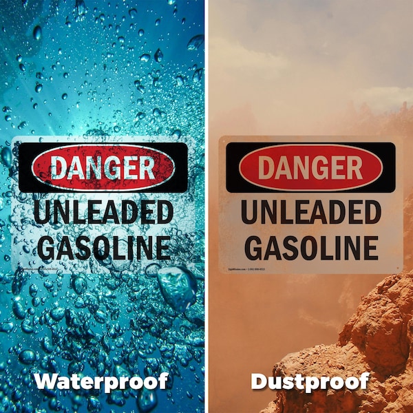 Signmission Unleaded Gasoline, 14 in W x Rectangle, Vinyl Decal - OS-2PACK-DS-D-1014-L-1281
