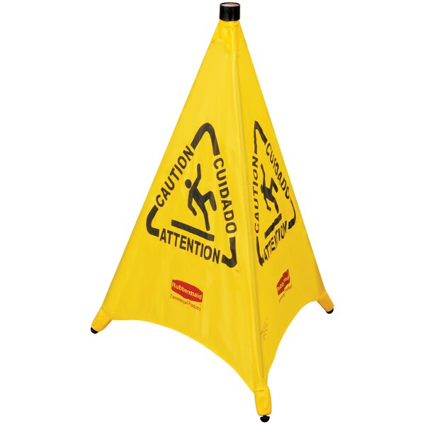 Non-Branded Wet Floor Safety Cone - 3-Sided Multilingual Pop-Up Cone - JAN107