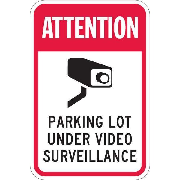 Lyle Parking Lot Surveillance Parking Sign, 18 in H, 12 in W, Aluminum, Vertical , T1-1088-EG_12x18 - T1-1088-EG_12X18