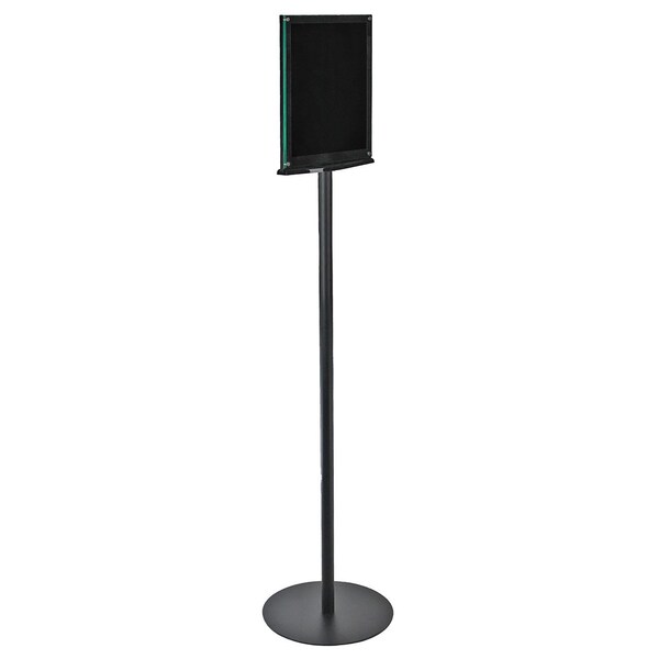 Azar Displays Double Sided Magnetic Sign Holder for Floor Portrait Black Frame on Freestanding Pedestal Base - 300355-BLK