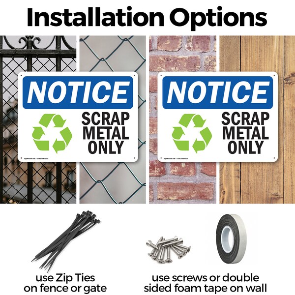 Signmission Scrap Metal Only, 10 in W x Rectangle, Aluminum - OS-2PACK-NS-A-710-L-18255