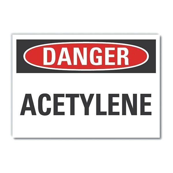 Lyle Acetylene Danger Reflective Label, 10 in H, 14 in W, English, LCU4-0324-RD_14X10 - LCU4-0324-RD_14X10