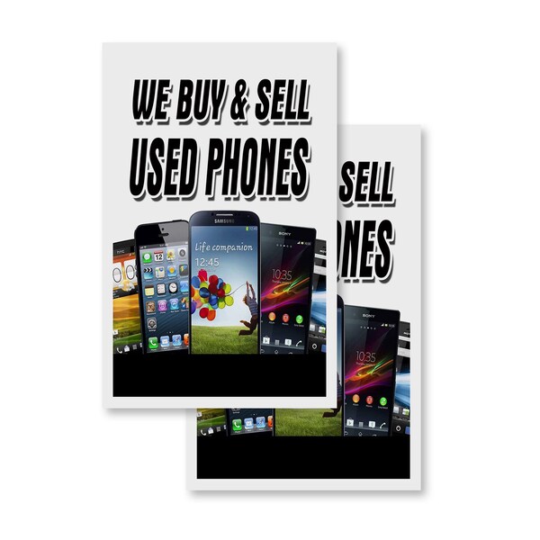 Signmission We Buy & Sell Used Phones, A-Frame & 2 Decals Installed, Heavy-Duty Plastic Frame - SBHD-D-2436-WE BUY & SELL USED PHONES