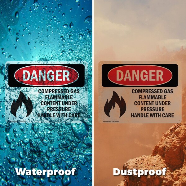 Signmission Compressed Gas Flammable Content Danger Sign, Aluminum, 18in W x 12in L, 2PK - OS-2PACK-DS-A-1218-L-1077