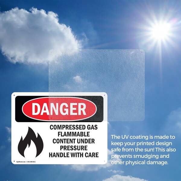 Signmission Compressed Gas Flammable Content Danger Sign, Aluminum, 18in W x 12in L, 2PK - OS-2PACK-DS-A-1218-L-1077