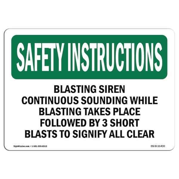 Signmission OSHA, Blasting Siren Continuous Sounding While, 5in X 3.5in, 10PK, 3.5" W, 5" L, Landscape, PK10 - OS-SI-D-35-L-11430-10PK
