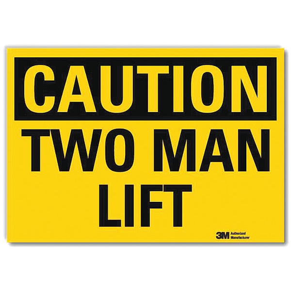 Lyle Caution, Two Man Lift, 10 in x 14 in, Horizontal Rectangle, Reflective Sheeting, U4-1740-RD_14X10 - U4-1740-RD_14X10
