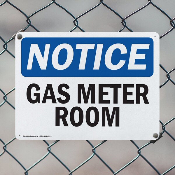 Signmission Gas Meter Room, 10 in W x Rectangle, Aluminum - OS-2PACK-NS-A-710-L-13012